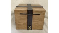 Card Box Med Wood with Dark Wood band 12 x 9 Inch